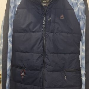 Burton Men's Navy and Light Blue Puffer Jacket